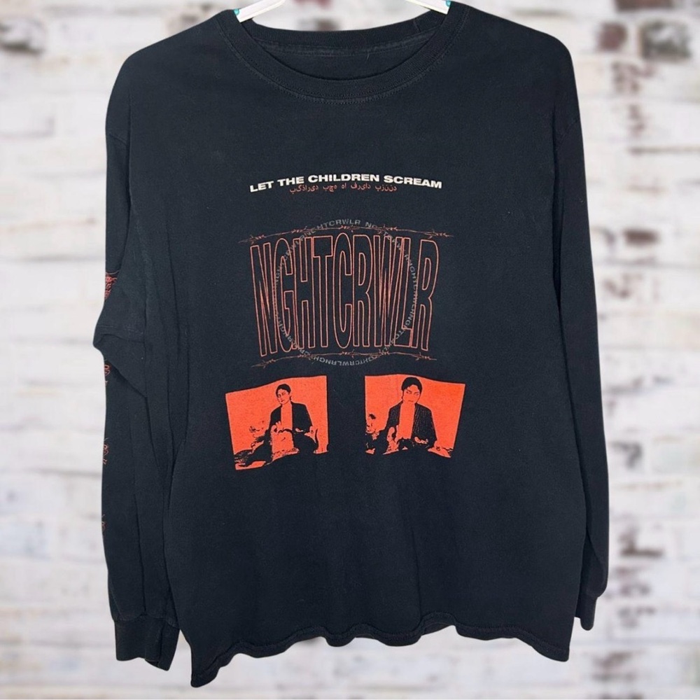 NGHTCRWLR L/XL "Let the Children Scream" Long Sleeve Black Graphic Tee